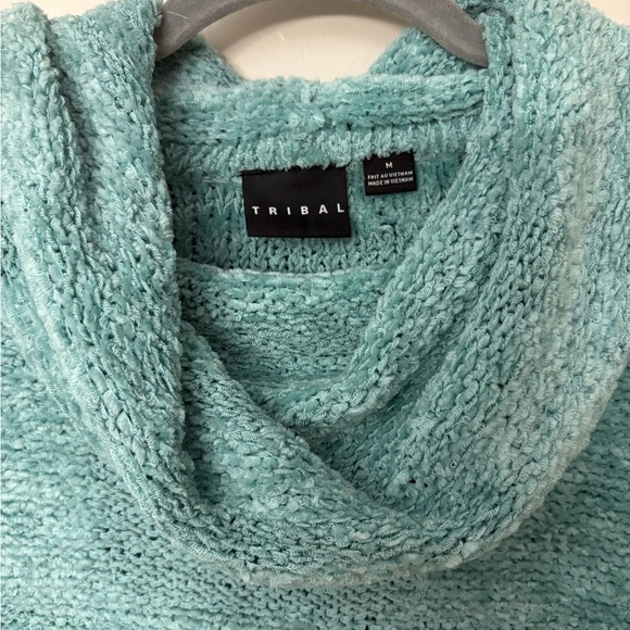 Tribal Teal Cowl Neck Sweater - Picture 6 of 6
